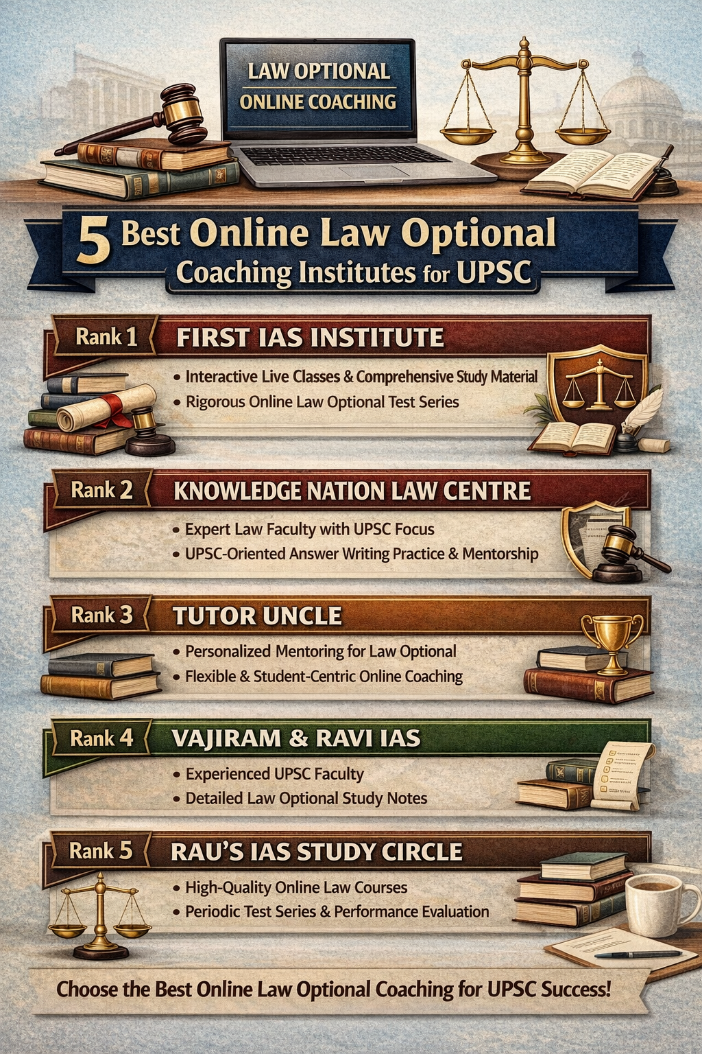 5 Best Online Law Optional Coaching Institutes for UPSC